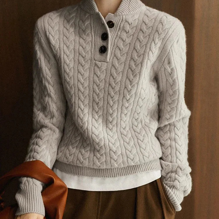 Suéter de mujer - Tejido texturizado - Corte holgado - Cuello alto - Mangas largas