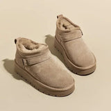 Botines de mujer - Ante - Suela de plataforma - Correa con hebilla