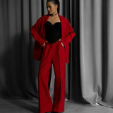 Conjunto de blazer para mujer – Corte extragrande – Pantalones anchos – Estilo elegante a medida
