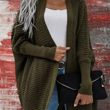Cárdigan de punto para mujer – Corte oversize – Textura gofre – Mangas largas – Abierto