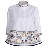 Blusa de mujer – Corte holgado – Algodón suave – Cuello alto – Detalles bordados