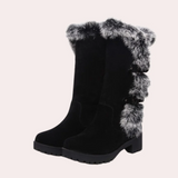 Botas altas para mujer – Efecto ante – Ribete de pelo sintético – Suela con tacos – Corte elegante
