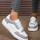 Zapatillas deportivas para mujer - Piel sintética - Corte bajo - Suela de plataforma con muescas