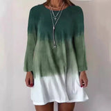 Vestido casual para mujer – Corte fluido – Mangas largas – Tejido transpirable – Estampado degradado