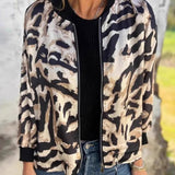 Chaqueta bomber para mujer - Tejido - Corte recto - Puños acanalados - Largo hasta la cadera