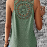Camiseta de tirantes para mujer – Cuello en V – Tirantes de encaje – Detalle bordado – Corte holgado y transpirable