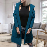 Cárdigan de mujer – Corte oversize – Punto efecto lana – Capucha – Bolsillos – Manga larga
