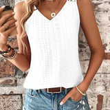 Camiseta de tirantes para mujer – Cuello en V – Tirantes de encaje – Detalle bordado – Corte holgado y transpirable