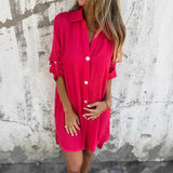 Vestido camisero para mujer – Corte holgado – Botones delanteros – Tejido transpirable