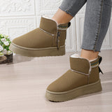 Botas de nieve para mujer – Forro cálido – Suela gruesa – Caña baja – Cremallera lateral