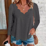 Blusa de mujer – Corte relajado – Algodón ligero – Bordado floral – Mangas largas