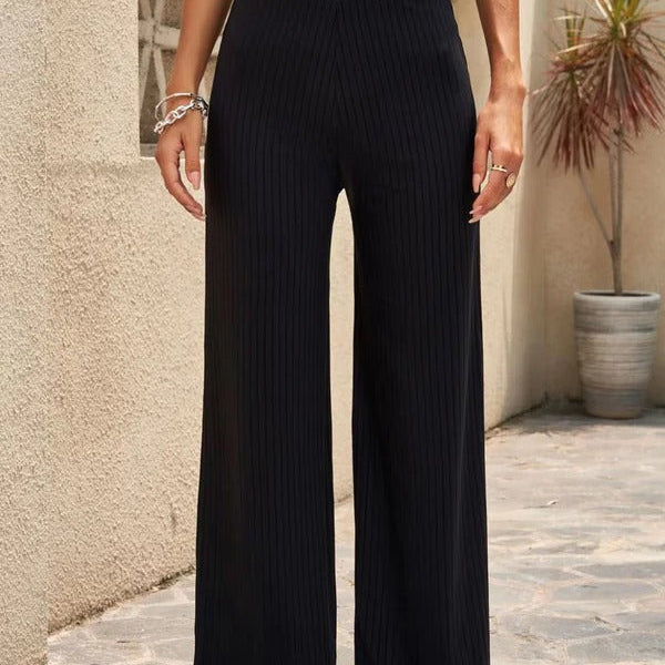 Pantalones palazzo para mujer – Cintura alta – Pierna ancha – Plisados – Tejido transpirable