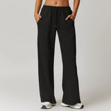 Pantalón de mujer - Tejido de punto suave - Cintura alta - Pernera ancha - Bolsillos laterales