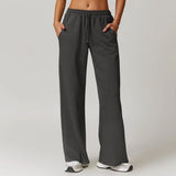 Pantalón de mujer - Tejido de punto suave - Cintura alta - Pernera ancha - Bolsillos laterales