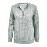 Sudadera de mujer – Corte relajado – Punto trenzado – Media cremallera cómoda