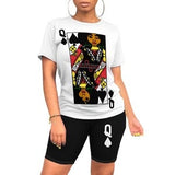 Conjunto de camiseta y pantalón corto para mujer – Corte holgado – Estampado gráfico – Tacto de algodón