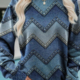 Sudadera de mujer – Corte holgado – Estampado geométrico – Manga larga – Algodón