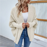 Cárdigan de mujer – Corte oversize – Punto suave – Abertura delantera – Ribete de canalé
