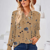 Blusa de mujer – Corte holgado – Estampado floral – Mangas largas – Tejido transpirable