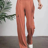 Pantalones cargo para mujer – Cintura alta – Pierna ancha – Corte holgado – Tejido transpirable