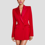 Vestido Blazer para Mujer – Corte Entallado – Cruzado – Mangas Largas Elegantes