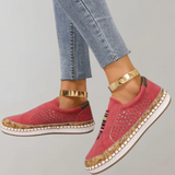 Mocasines de mujer – Estilo sin cordones – Parte superior perforada – Plantilla acolchada y cómoda