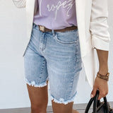 Shorts vaqueros para mujer – Corte regular – Cintura media – Acabado cónico moderno