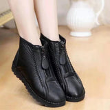 Botines de mujer – Efecto piel – Cierre de cremallera – Suela gruesa – Corte casual