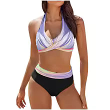 Bikini para mujer – Top push-up sin espalda – Braguita de tanga favorecedora – Tejido transpirable