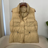 Chaqueta sin mangas para mujer – Acolchada – Corte holgado – Cintura ajustable – Botones a presión