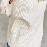 Suéter de mujer - Punto acanalado - Cuello polo - Mangas largas - Largo hasta la cadera
