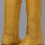 Botas de montar para mujer – Piel lisa – Tacón ancho – Corte de pantorrilla estructurado