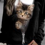 Sudadera de mujer – Algodón suave – Corte holgado – Mangas largas – Estampado de gato