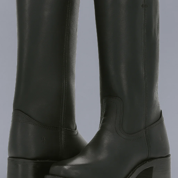 Botas de montar para mujer – Piel lisa – Tacón ancho – Corte de pantorrilla estructurado