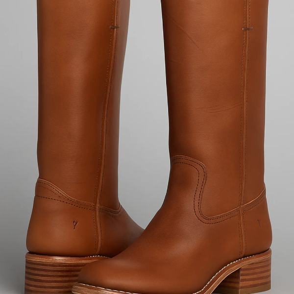 Botas de montar para mujer – Piel lisa – Tacón ancho – Corte de pantorrilla estructurado