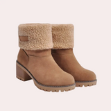 Botines de mujer – Forro efecto lana – Puño plegable – Tacón ancho antideslizante
