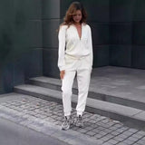 Conjunto casual de mujer – Punto suave – Top con cremallera – Pantalones ajustados