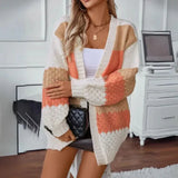 Cárdigan de otoño de punto cómodo, cálido y fluido para mujer.