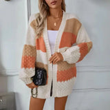 Cárdigan de otoño de punto cómodo, cálido y fluido para mujer.