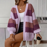 Cárdigan de otoño de punto cómodo, cálido y fluido para mujer.