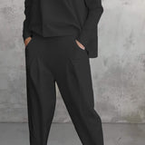 Conjunto de estar por casa para mujer – Corte relajado – Punto suave – Pantalón recto