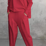 Conjunto de estar por casa para mujer – Corte relajado – Punto suave – Pantalón recto