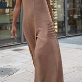 Mono de mujer – Sin mangas – Piernas anchas – Cuello alto – Corte largo