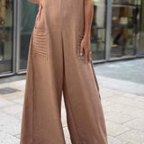 Mono de mujer – Sin mangas – Piernas anchas – Cuello alto – Corte largo
