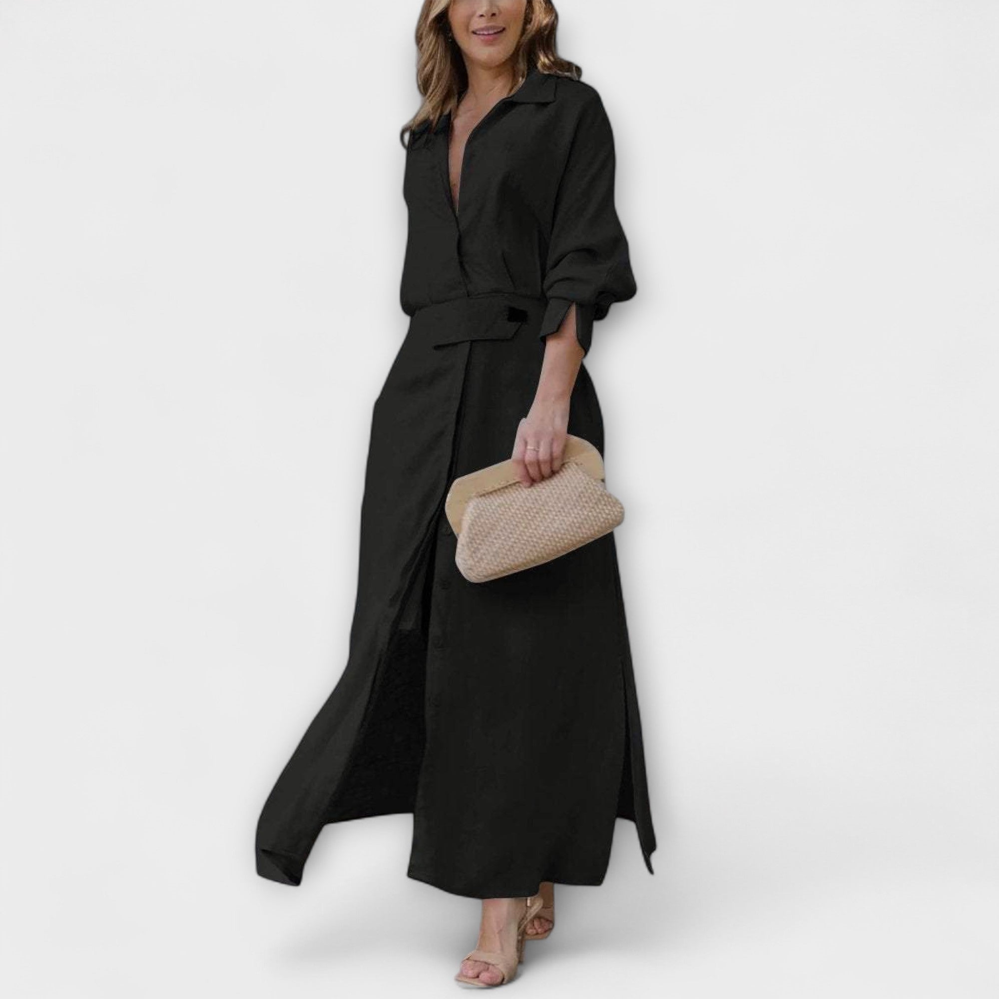 Jeanette - Vestido maxi con escote en V