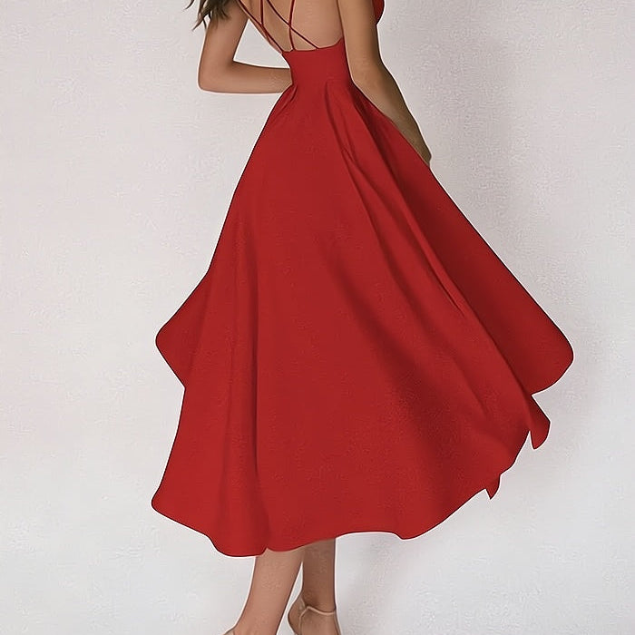 Vestido de mujer - Escote pronunciado - Sin mangas - Falda vaporosa - Vestido de noche elegante