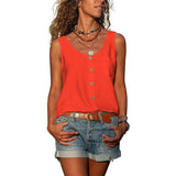 Top de mujer - Sin mangas - Abotonado - Corte holgado - Estilo casual
