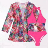 Conjunto de kimono de tres piezas con cintura alta y espalda descubierta