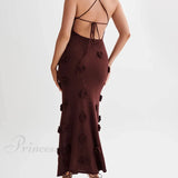 Elegante vestido midi con flores de punto