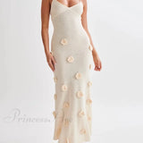 Elegante vestido midi con flores de punto